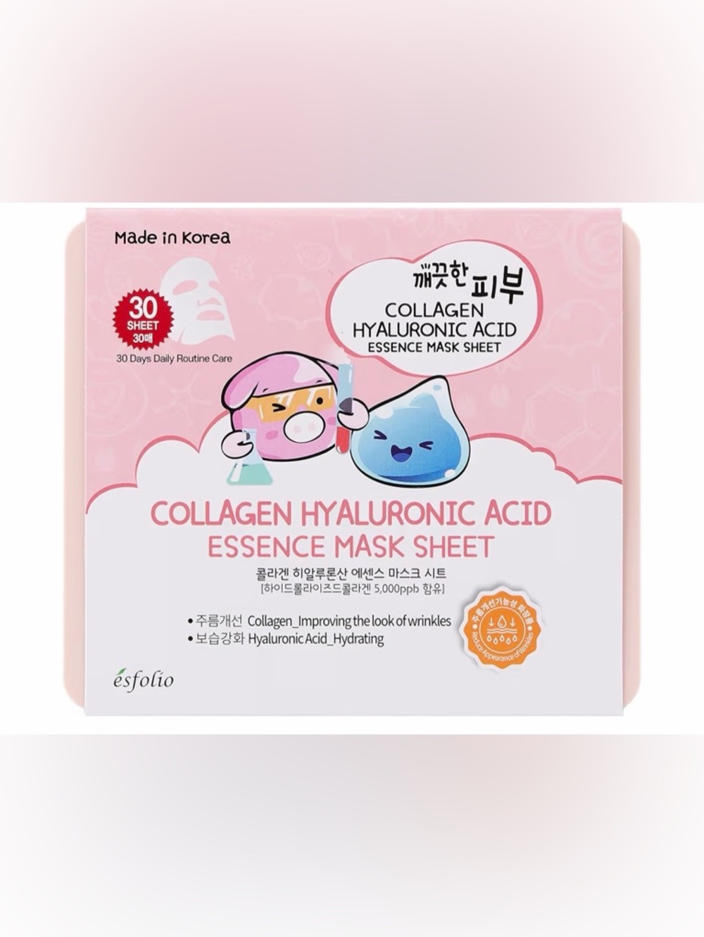 Esfolio K-Beauty Collagen Hyaluronic Acid Essence Mask Sheet